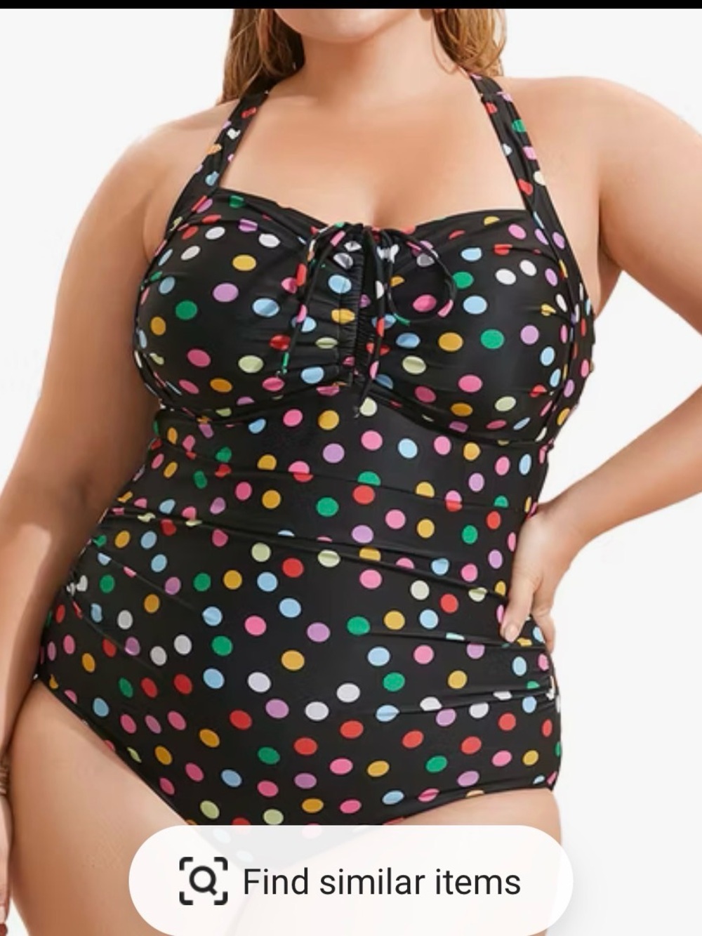 Bloomchic Polka Dot Halter One-Piece Swimsuit - sz 14